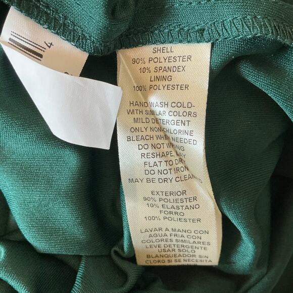 Eliza J Velvet Long Sleeve V-Neck Midi Sheath Cocktail Party Dress Green Size 12 - Picture 10 of 12